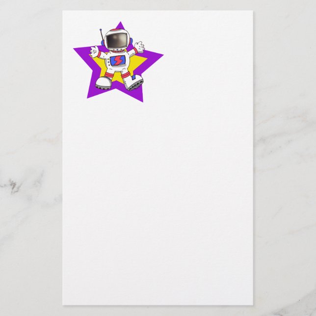 Cartoon Astronaut in Star Design Briefpapier (Vorderseite)