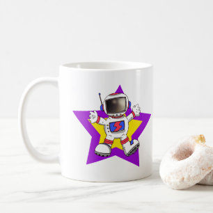 Cartoon Astronaut in Star Design Kaffeetasse