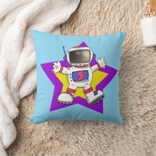 Cartoon Astronaut in Star Design Kissen