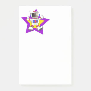 Cartoon Astronaut in Star Design Post-it Klebezettel