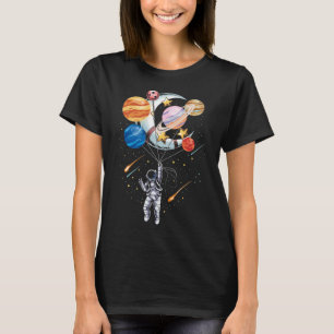 Cartoon Astronauten Raumballon-Planeten T-Shirt