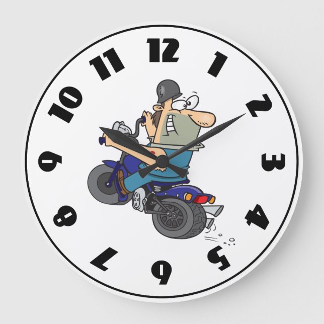 Cartoon auf der Motorraduhr Große Wanduhr (Vorderseite)