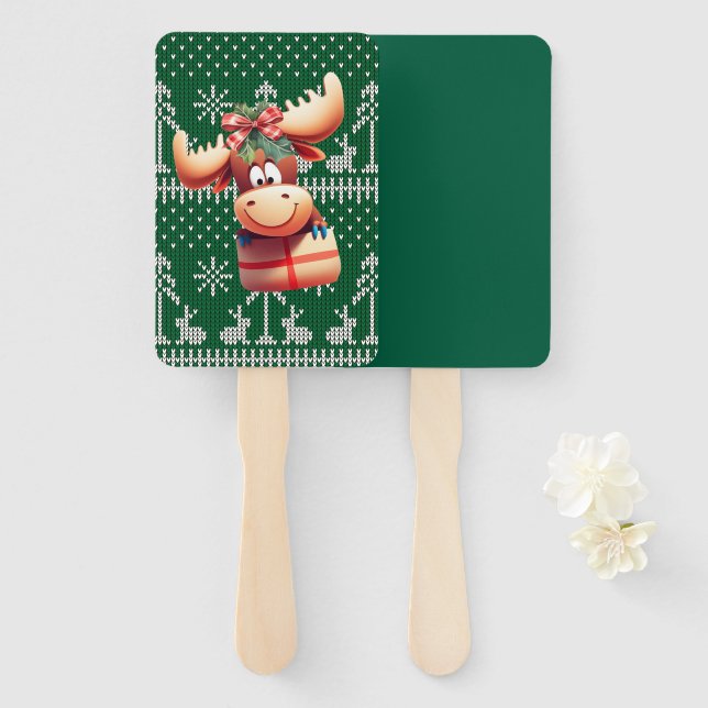 Cartoon auf grünem Steppmuster Fächer (Vorne und Hinten)