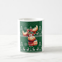 Cartoon auf grünem Steppmuster Kaffeetasse