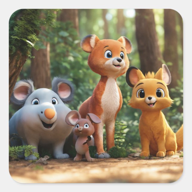 Cartoon-Aufkleber Quadratischer Aufkleber (Vorderseite)