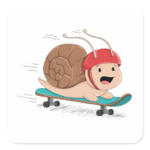 Cartoon-Aufkleber Schnecke beim Skateboardfahren