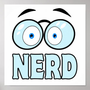 Cartoon Augen mit Brille NERD Poster