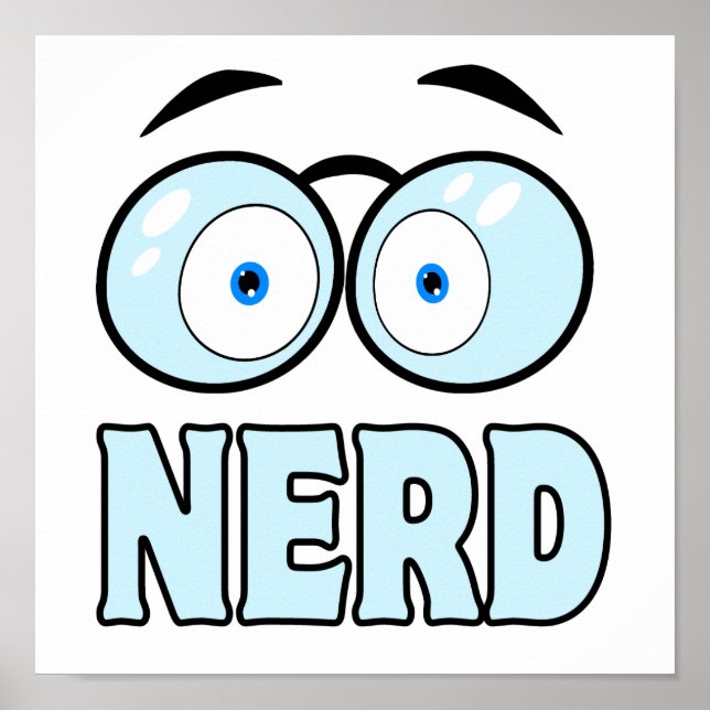 Cartoon Augen mit Brille NERD Poster (Vorne)