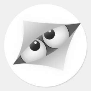 Cartoon Augen schauen durch Spalt Runder Aufkleber