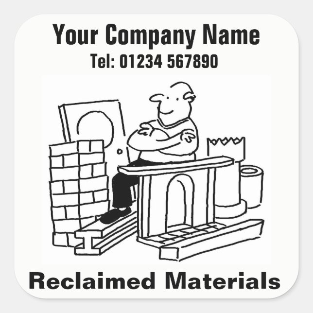 Cartoon aus reclliertem Material Quadratischer Aufkleber (Vorderseite)