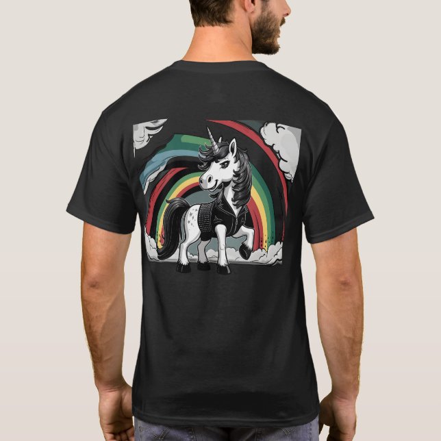 Cartoon aus Schwermetall mit Rocker Vibes Fun T-Shirt (Rückseite)