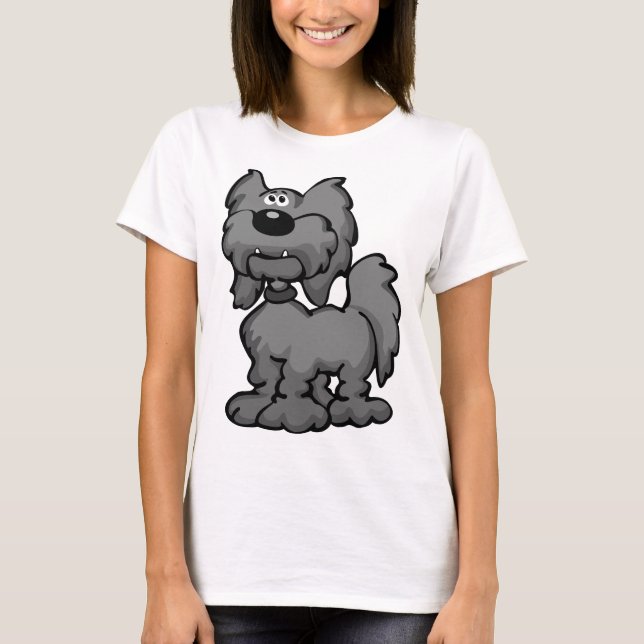 Cartoon Aussiedoodle Hund T-Shirt (Vorderseite)