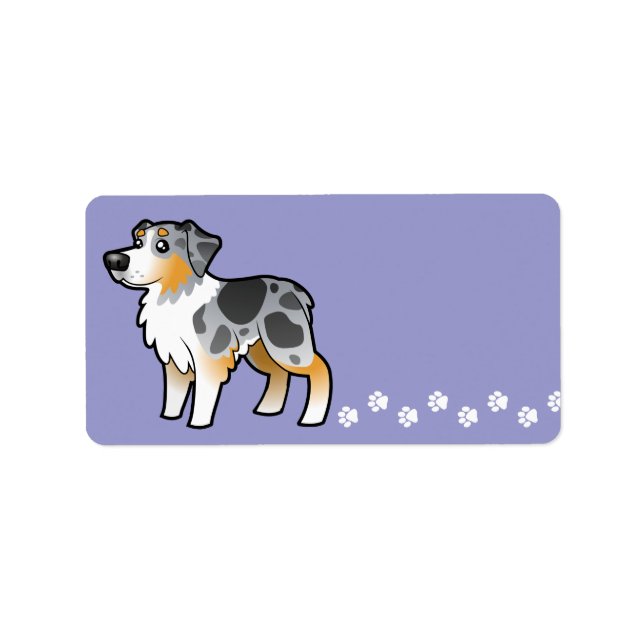 Cartoon Australian Shepherd Adressaufkleber (Vorne)