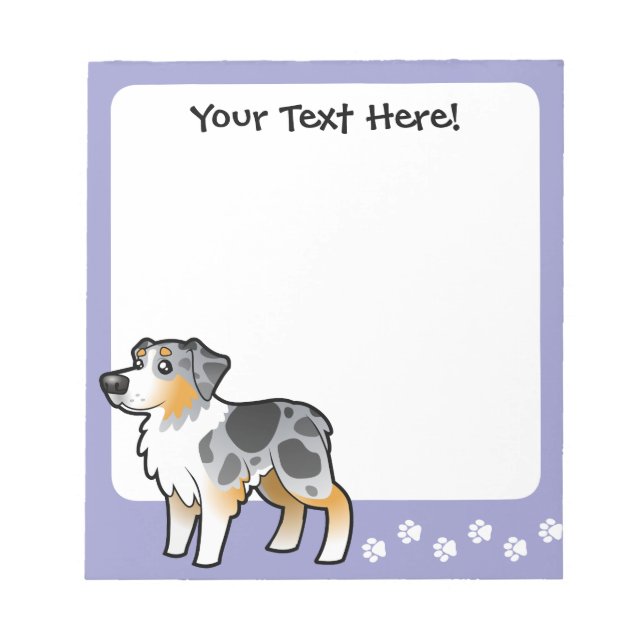 Cartoon Australian Shepherd Notizblock (Vorderseite)