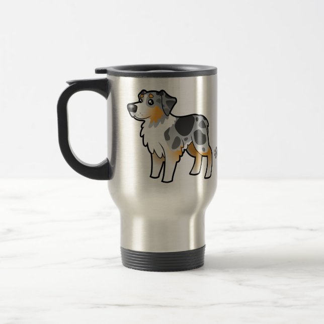 Cartoon-Australier-Schäfer Reisebecher (Links)