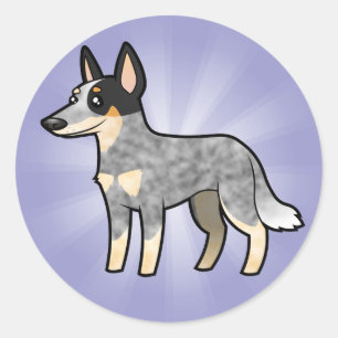 Cartoon-australischer Viehhund/Kelpie Runder Aufkleber