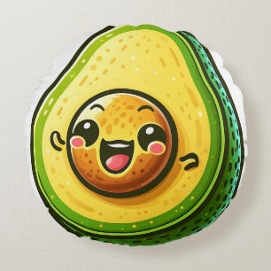 Cartoon Avocado Halb Rundkissen - Whimsical Rundes Kissen