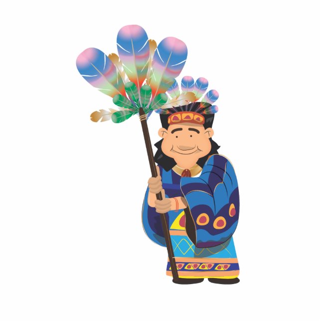 Cartoon Aztek Freistehende Fotoskulptur (Vorne)