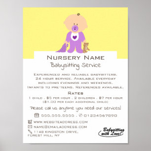 Cartoon Baby & Bear, Babysitter, Pflege, Kinderzim Poster