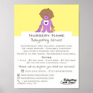Cartoon Baby & Bear, Babysitter, Pflege, Kinderzim Poster