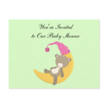 Cartoon Baby Beatles Schlafen auf Mond mit Pink Ha