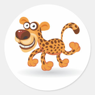 Cartoon baby Leopard Runder Aufkleber