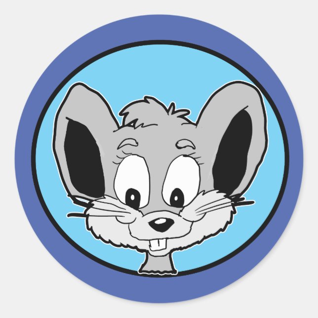 Cartoon Baby Mouse Head Runder Aufkleber (Vorderseite)