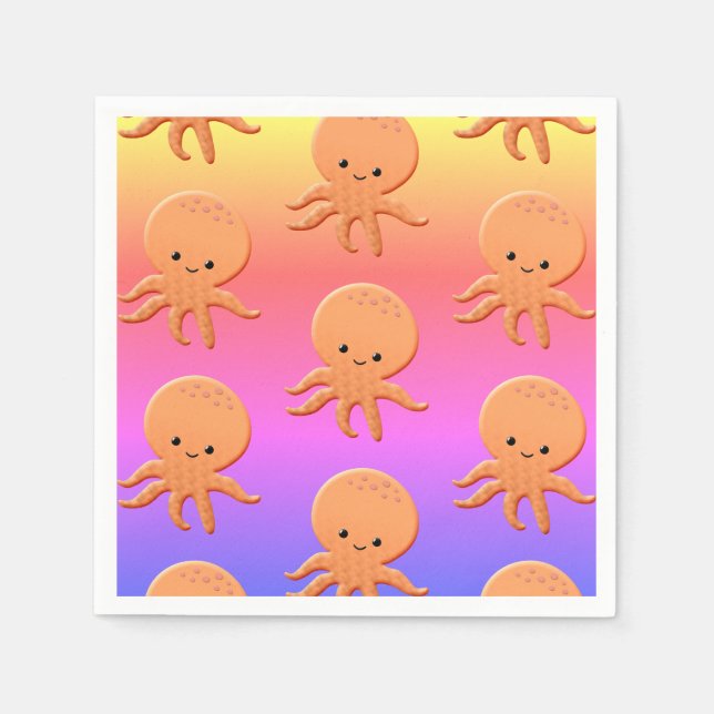 Cartoon Baby Octopus Napkins Serviette (Vorderseite)