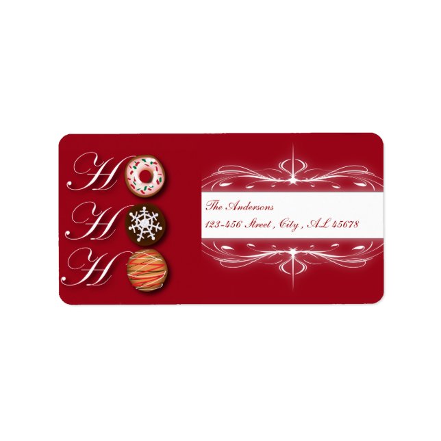 Cartoon Bäcker Donut Weihnachtskekse HoHoHo Adressaufkleber (Vorne)