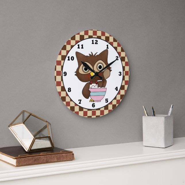 Cartoon Backowl Kitchenuhr Große Wanduhr (Büro)