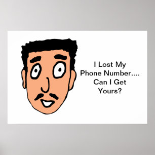 Cartoon Bad Pick up Line Slimy Mustache Typ Poster