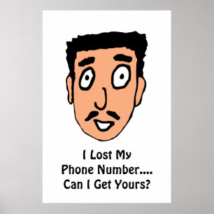 Cartoon Bad Pick up Line Slimy Mustache Typ Poster