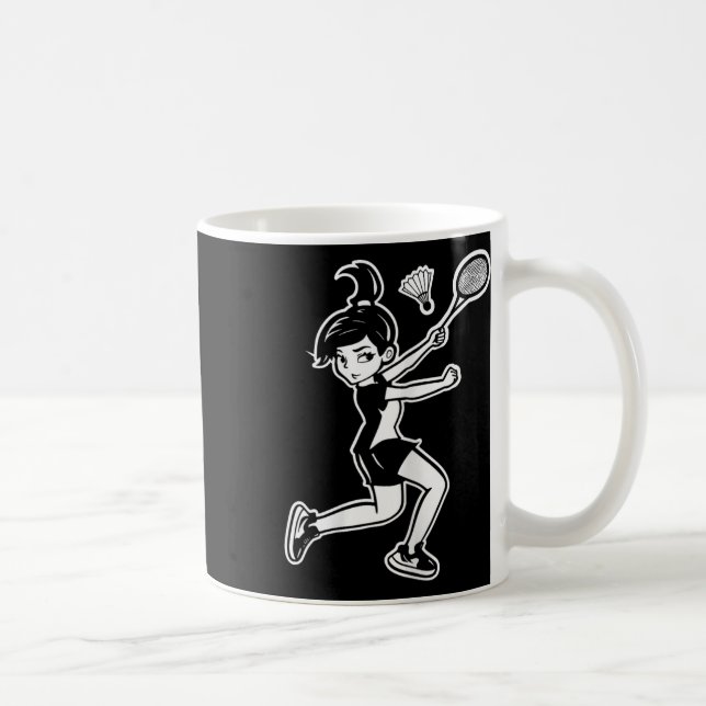 Cartoon Badminton Woman Shuttle Player Kaffeetasse (Rechts)