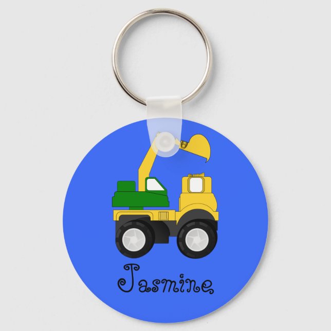 Cartoon-Bagger - Geschenk Personalisierter Name Schlüsselanhänger (Vorderseite)