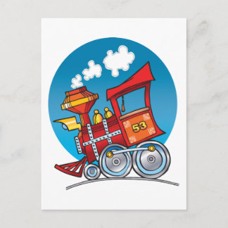 Cartoon Bahn Motor Postkarte