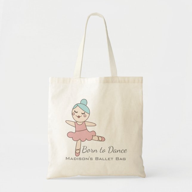 Cartoon Ballerina Personalisiert Girl's Ballet Tragetasche (Vorne)