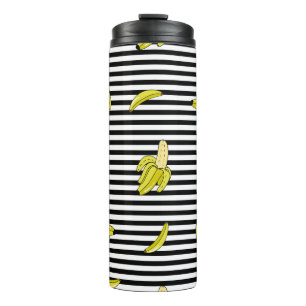 Cartoon-Bananen-Patches: Retro-Stil. Thermosbecher