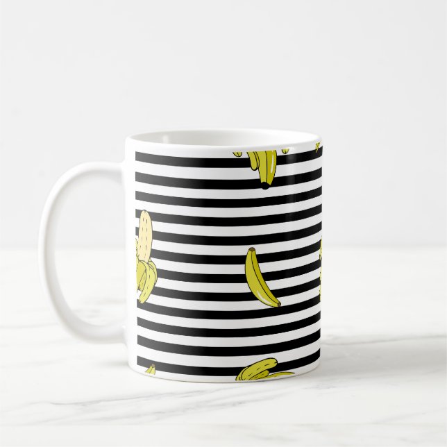 Cartoon Bananenflecken: Retro-Stil. Kaffeetasse (Links)