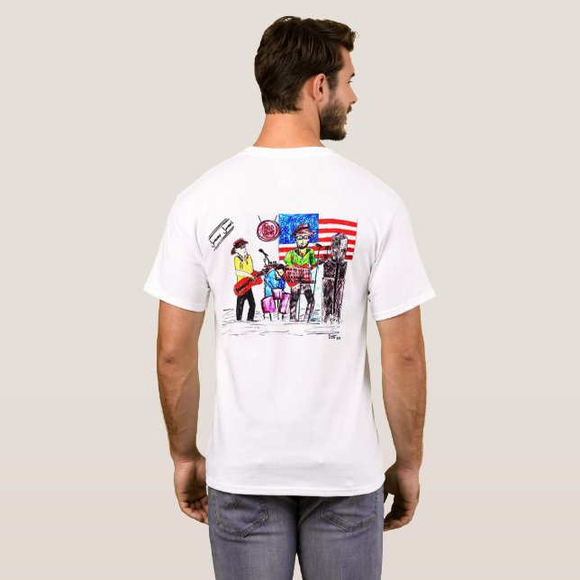 Cartoon-Band-Zeichnen T-Shirt (Schwarz voll)