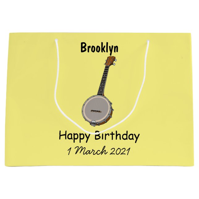 Cartoon Banjo Große Geschenktüte (Vorderseite)