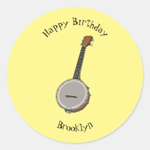 Cartoon Banjo Runder Aufkleber