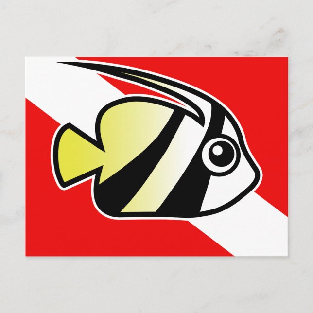 Cartoon Bannerfish Tauchflagge Postkarte (Vorderseite)