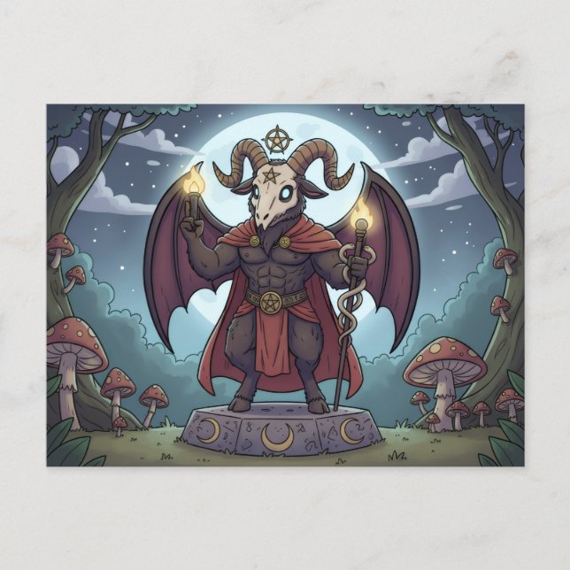 Cartoon Baphomet Postkarte (Vorderseite)