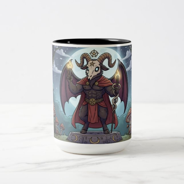 Cartoon Baphomet Zweifarbige Tasse (Mittel)