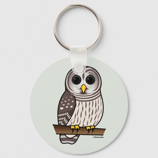 Cartoon Barred Owl Schlüsselanhänger (Vorderseite)
