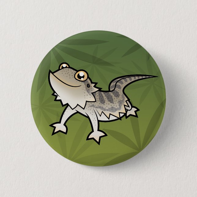 Cartoon-bärtiger Drache/Rankin Drache Button (Vorderseite)