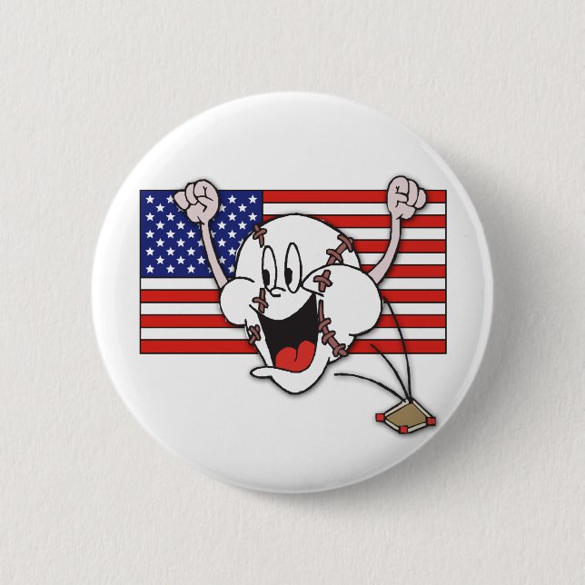 Cartoon Baseball Button (Vorderseite)