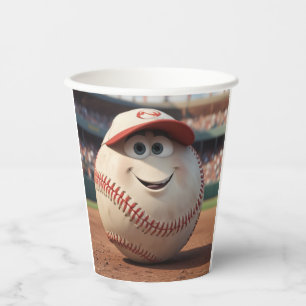 Cartoon Baseball Pappbecher