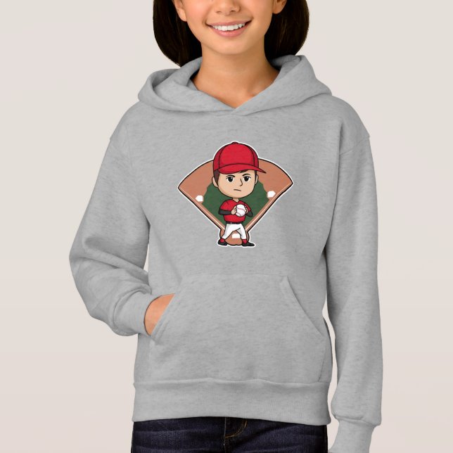 Cartoon Baseball Player Pitcher Hoodie (Vorderseite)