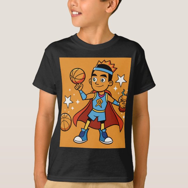 Cartoon Basketball-Assistent T-Shirt (Vorderseite)